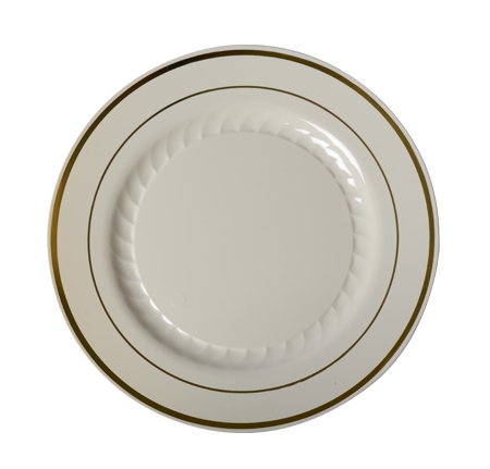 507-BO/R40075GLD Ivory 7&quot;  Plates with Gold Trim - 