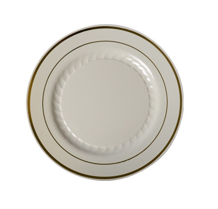 506-BO Ivory 6&quot; Plates with Gold Trim - 150(10/15)