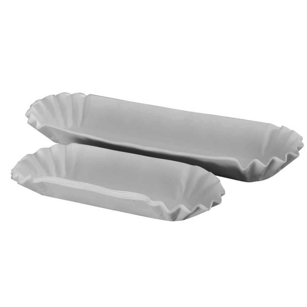 609-008 White 6&quot; Paper Hot Dog  Trays - 3000(6/500)
