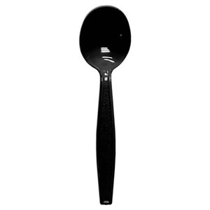 S4601B Black Heavy Weight Polystyrene Soup Spoons