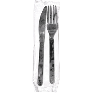 2KP505B02 Black Heavy Weight
Polypropylene Fork &amp; Knife
Cutlery Kits - 1000