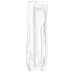 4KP203W05 White Medium Weight
Polypropylene Knife, Fork,
Spoon &amp; Napkin Cutlery Kits -
250