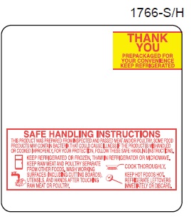 1766-S/H Toledo 8442 Safe Handling Scale Labels -