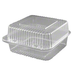 6061D-500 Clear 6&quot; x 6&quot; Square
Hinged Salad Bar/Bakery
Container - 500