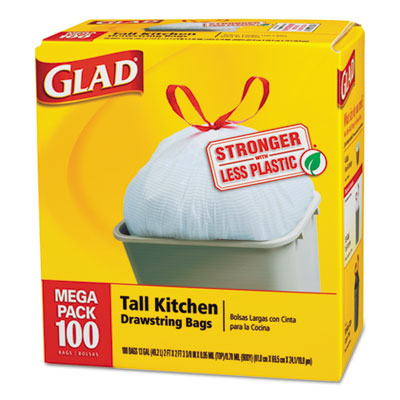 CLO78526CT Glad Drawstring
Tall 13 Gal Kitchen Trash
Liners - 400 (4/100)