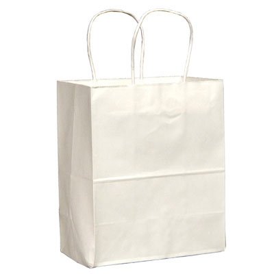 84598 White 8&quot; x 4.75&quot; x 10&quot; 60# Handled Shopping Bags -