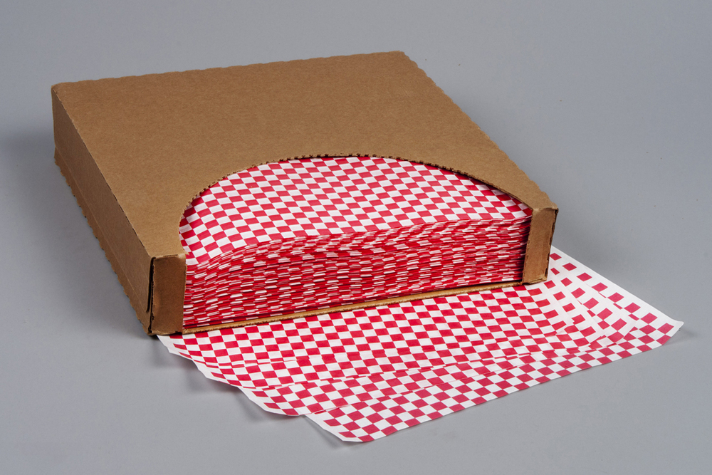 7B12-RC/150398 12&quot;x12&quot; Grease 
Resistant Red Checkered Wax 
Paper-5000 (5/1000)