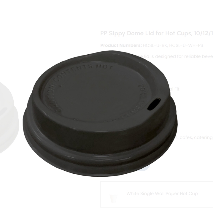HCSL-U-BK Black Dome Sip Lids  f/ Hot Paper Cups - 