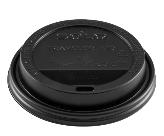 TL1224TGB Black Sip Lids f/  12-24oz Double Wall Cups - 