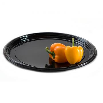 9916 Black 16&quot; Onyx Round  Plastic Cater Trays - 36