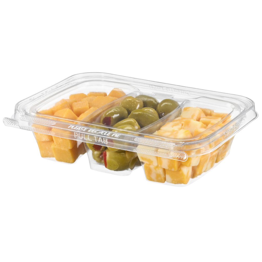 TS16C3 Clear 16oz. 3-Comp.  Tamper Evident Containers - 